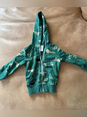 Jumping Beans Graphic Mountain Animal Zip Up Hoodie Green Size 18 Months